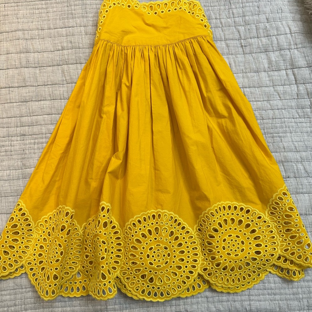 Stella McCartney Yellow Eyelet Midi dress